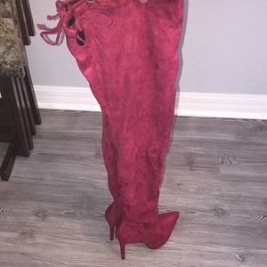Burgundy High Boots